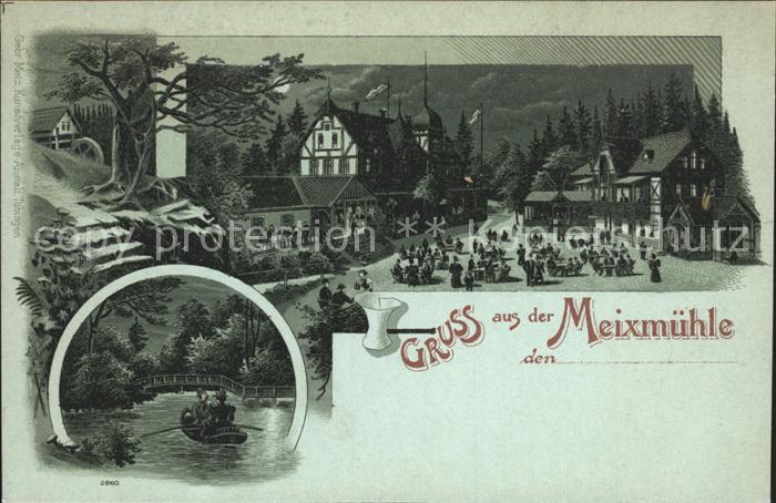 Meixmuehle Gasthof Friedrichsgrund im Mondschein Gondelteich Deutsche Reichspost