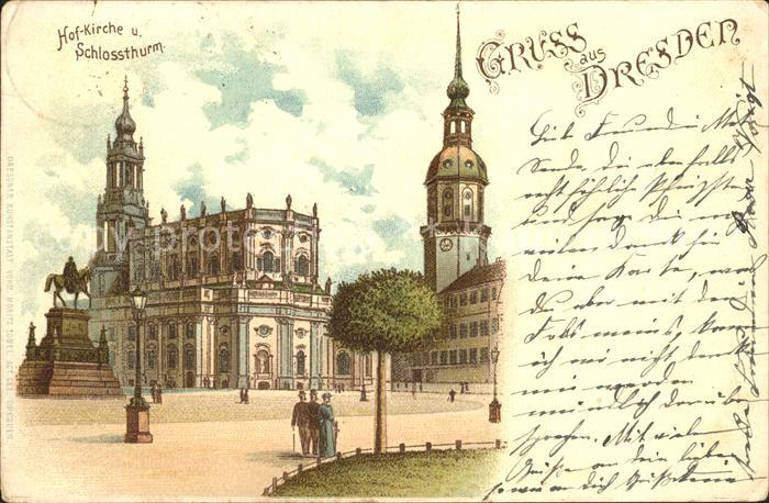 DRESDEN Elbe Hofkirche und Schlossturm Reichspost