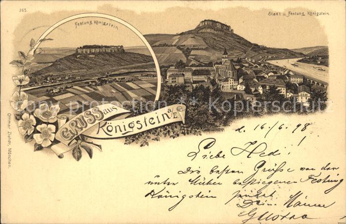 Koenigstein Saechsische Schweiz Stadt und Festung