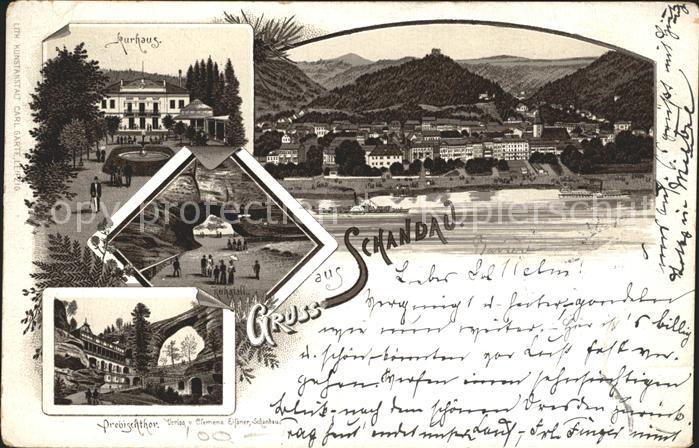 Schandau Bad Kurhaus Elbe Prebischtor Elbsandsteingebirge Reichspost
