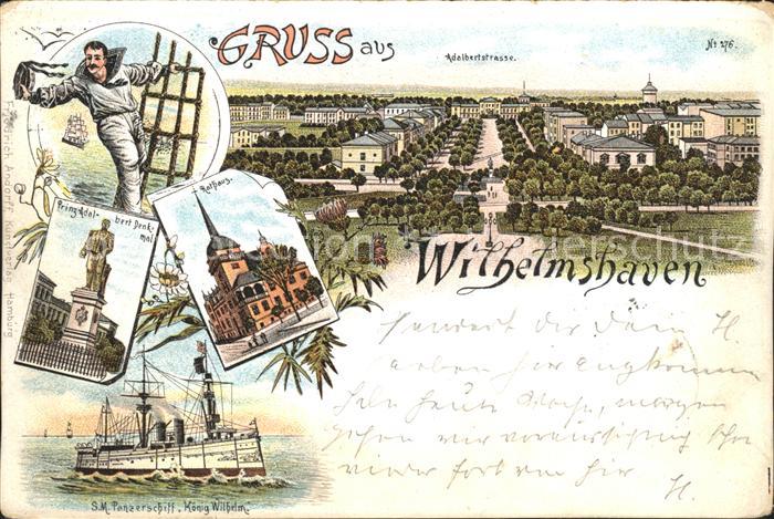 Wilhelmshaven  CITY Adalbertstrasse Prinz Adalbert Denkmal Rathaus SM Panzersch