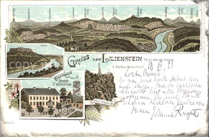 Bad Schandau Lilienstein Gasthaus Aussichtsturm Wettinsaeule Sandsteingebirge Re