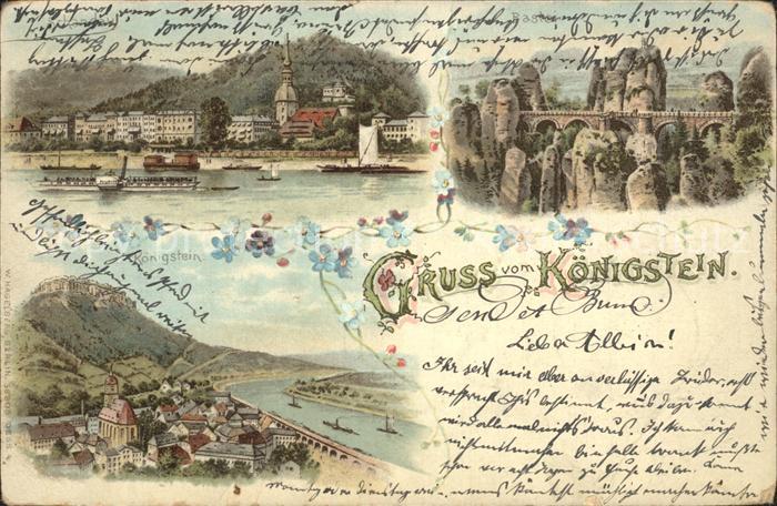 Koenigstein Saechsische Schweiz Stadt und Festung Bastei Elbsandsteingebirge Lit