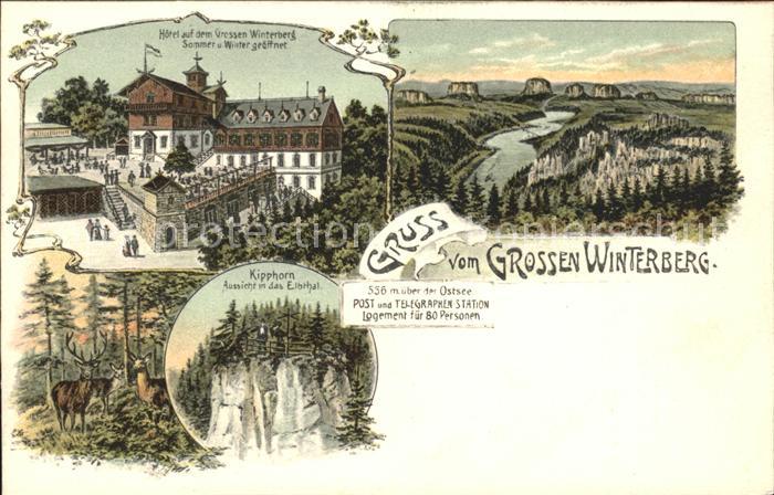 Grosser Winterberg Saechs. Schweiz Hotel Elbsandsteingebirge Kipphorn Hirsch Lit