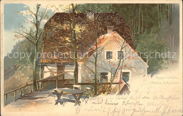 Annaberg-Buchholz Erzgebirge Kappmuehle Kuenstlerkarte Bahnpost