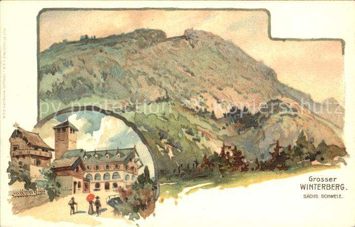 Grosser Winterberg Saechs. Schweiz Hotel Elbsandsteingebirge Litho