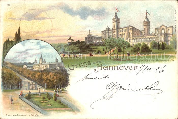 HANNOVER  CITY Technische Hochschule Herrenhaeuser Allee Litho Reichspost