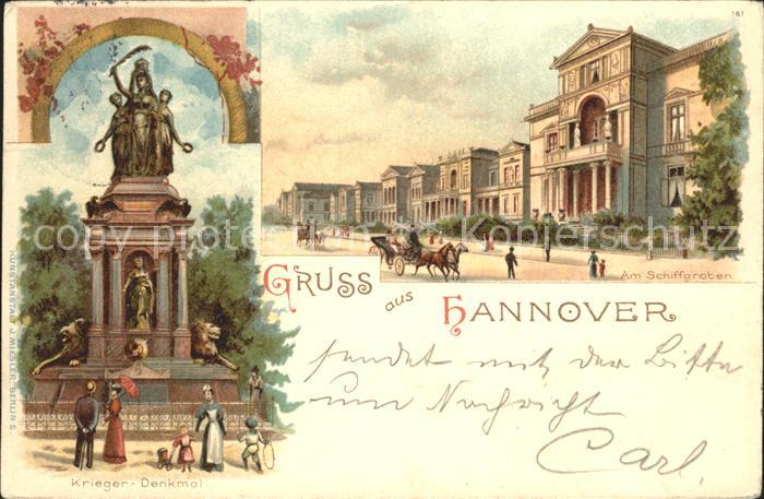 HANNOVER  CITY Kriegerdenkmal Am Schiffgraben Litho