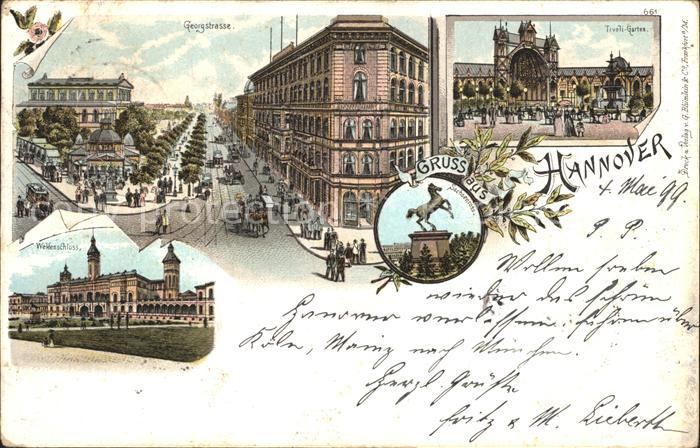 HANNOVER  CITY Georgstrasse Tivoli Garten Sachsenross Welfenschloss Reichspost
