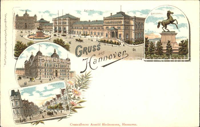 HANNOVER  CITY Ernst August Denkmal Bahnhof Sachsenross Post Koenigstrasse Reich