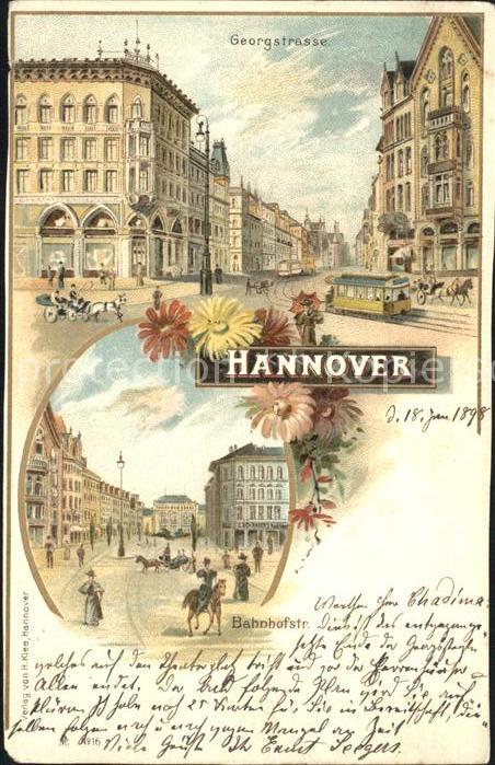 HANNOVER  CITY Georgstrasse Bahnhofstrasse Litho
