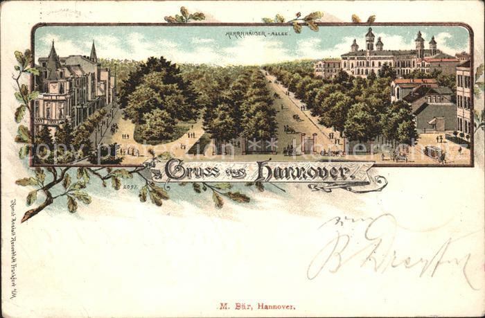 HANNOVER  CITY Herrenhaeuser Allee Litho Reichspost