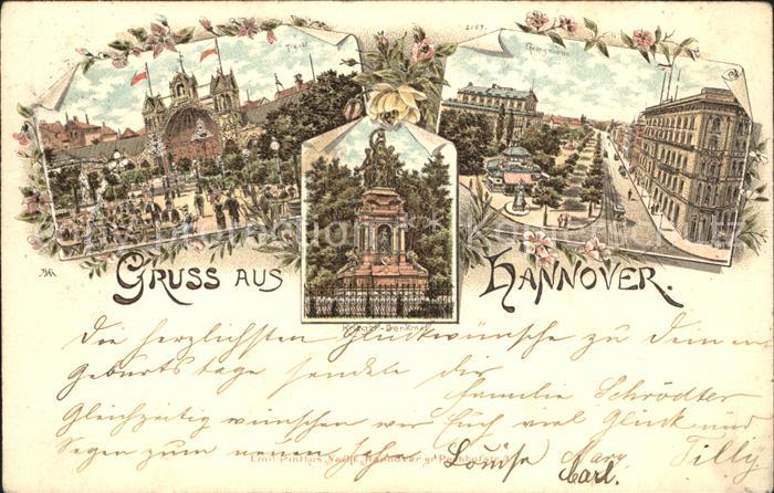 HANNOVER  CITY Tivoli Musikpavillon Georgstrasse Kriegerdenkmal Litho Reichspost