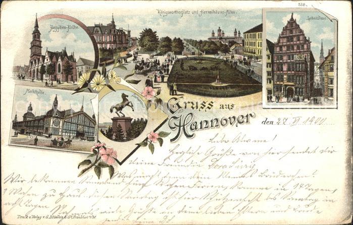 HANNOVER  CITY Kirche Platz Herrenhaeuser Allee Leibnizhaus Markthalle Sachsenro