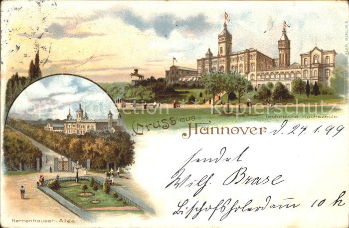 HANNOVER  CITY Technische Hochschule Herrenhaeuser Allee Litho Reichspost