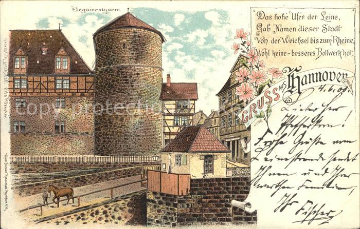 HANNOVER  CITY Beguinenturm Litho Reichspost