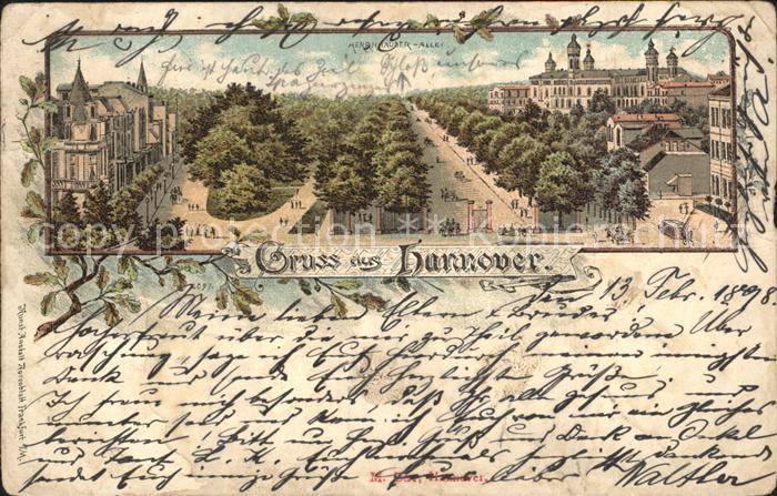 HANNOVER  CITY Herrenhaeuser Allee Litho Reichspost