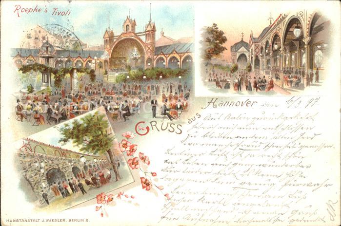 HANNOVER  CITY Roepkes Tivoli Musikpavillon Litho Reichspost