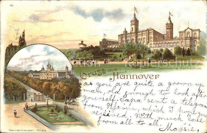 HANNOVER  CITY Technische Hochschule Herrenhaeuser Allee Litho Reichspost