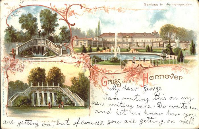 Herrenhausen Hannover Schloss Grotte Cascade Litho Reichspost