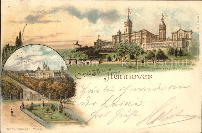 HANNOVER  CITY Technische Hochschule Herrenhaeuser Allee Litho