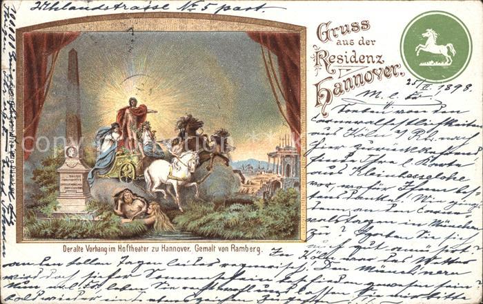 HANNOVER  CITY Alter Vorhang im Hoftheater gemalt von Ramberg Reichspost