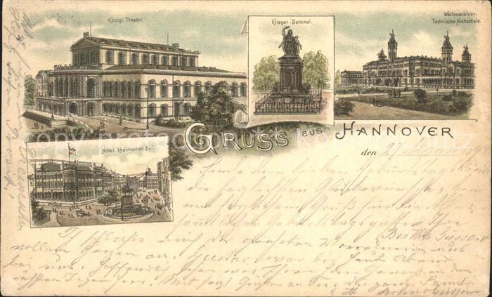 HANNOVER  CITY Koenigliches Theater Kriegerdenkmal Welfenschloss Technische Hoch