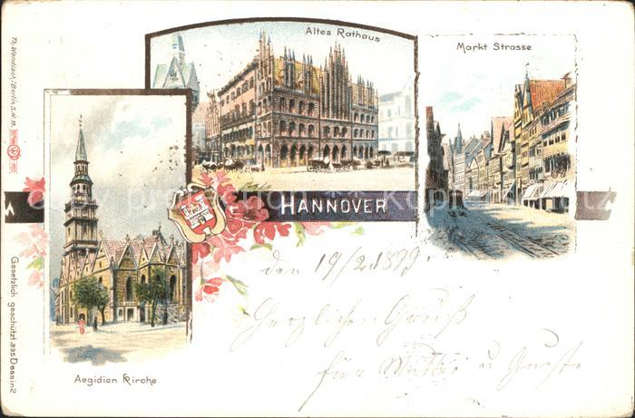 HANNOVER  CITY Aegidienkirche Altes Rathaus Marktstrasse Reichspost