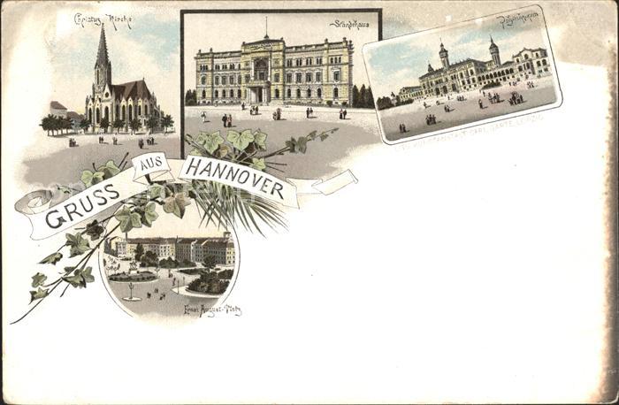 HANNOVER  CITY Christuskirche Staendehaus Polytechnikum Ernst August Platz Litho