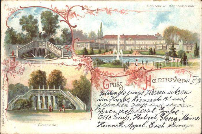 Herrenhausen Hannover Grotte Schloss Fontaene Cascade Litho Reichspost
