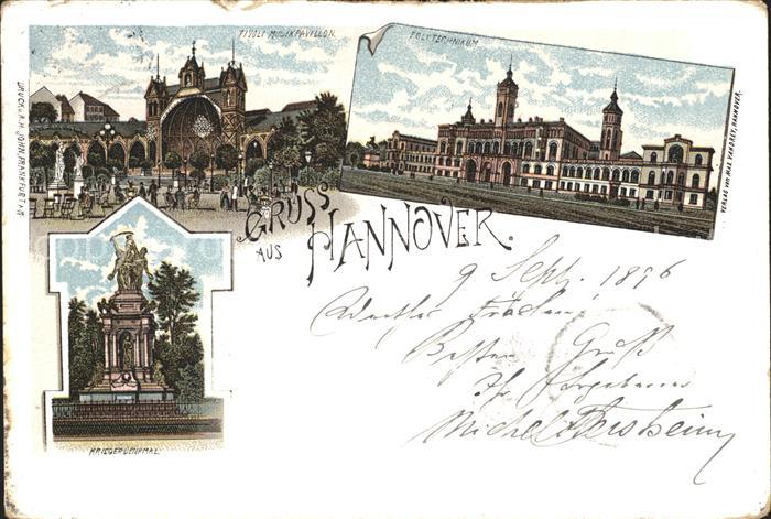 HANNOVER  CITY Tivoli Musikpavillon Polytechnikum Kriegerdenkmal Litho Reichspos