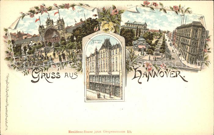 HANNOVER  CITY Tivoli Musikpavillon Georgstrasse Residenz Basar Litho Reichspost
