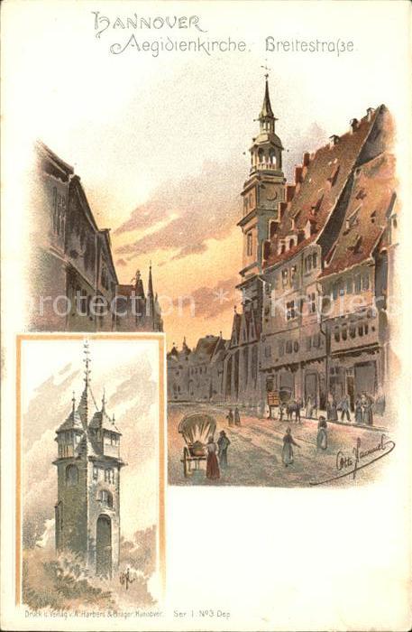 HANNOVER CITY Aegidienkirche Breitestrasse Turm Kuenstlerkarte Reichspost
