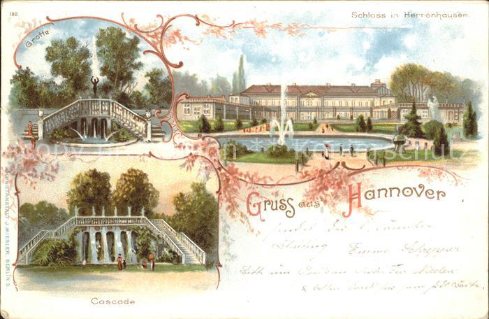 Herrenhausen Hannover Schloss Grotte Cascade Litho Reichspost