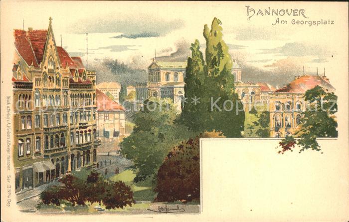 HANNOVER CITY Am Georgsplatz Kuenstlerkarte Reichspost