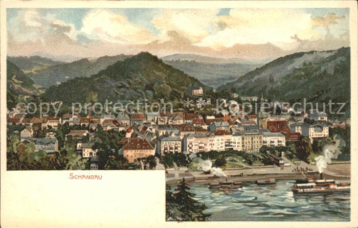 Schandau Bad Panorama Kuenstlerkarte