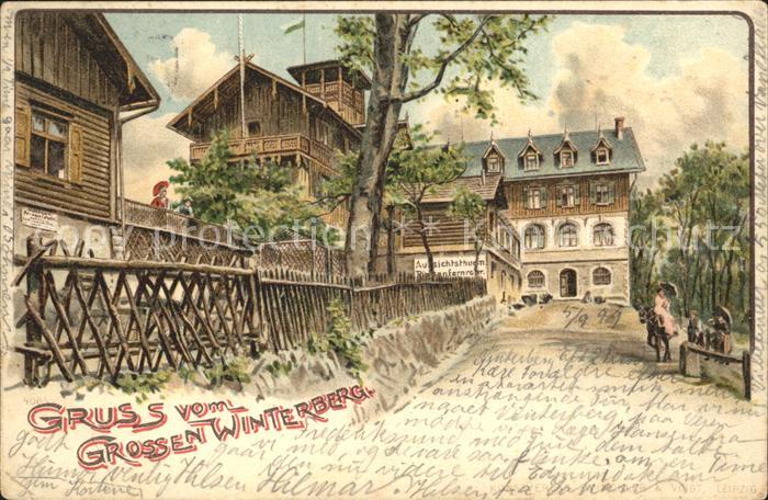 Grosser Winterberg Saechs. Schweiz Gasthaus Aussichtsturm