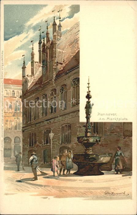 HANNOVER CITY Brunnen Marktplatz Kuenstlerkarte
