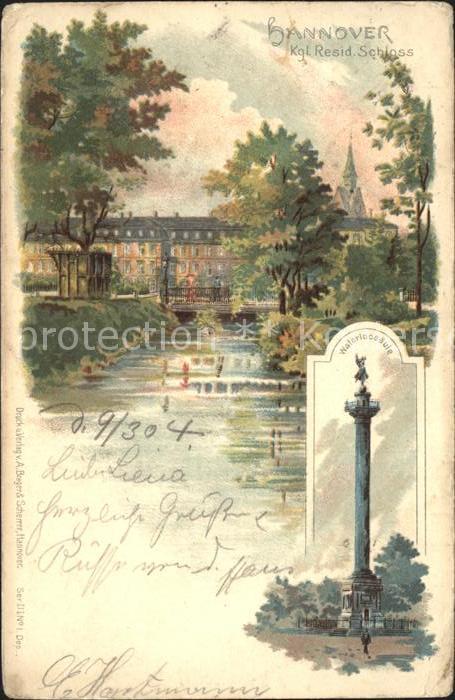 HANNOVER  CITY Koenigliches Residenzschloss Waterloosaeule Kuenstlerkarte Reichs