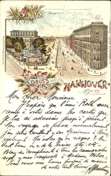 HANNOVER  CITY Georgstrasse Litho Reichspost
