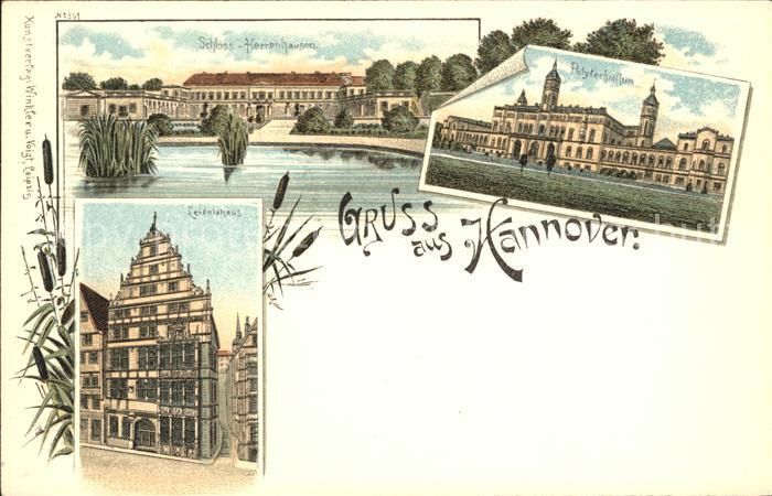 Herrenhausen Hannover Schloss Polytechnikum Leibnizhaus Litho