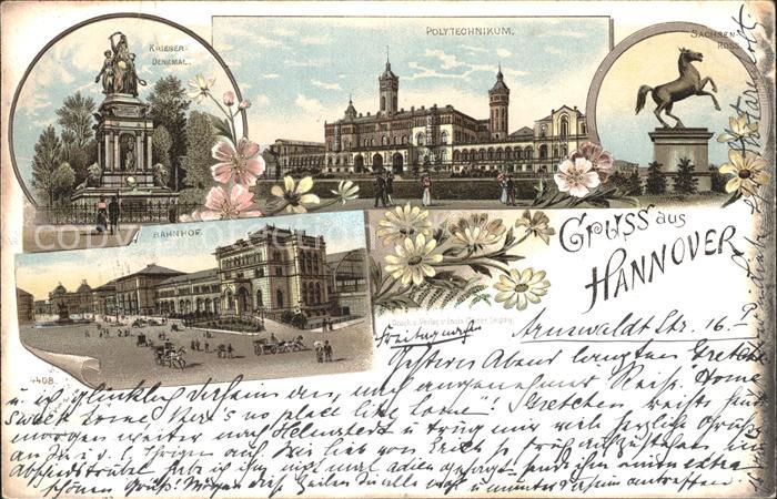 HANNOVER  CITY Kriegerdenkmal Polytechnikum Sachsenross Bahnhof Litho Reichspost