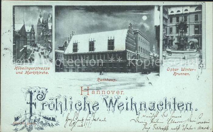 HANNOVER  CITY Koebelingerstrasse Marktkirche Rathaus Oskar Winter Brunnen Weihn