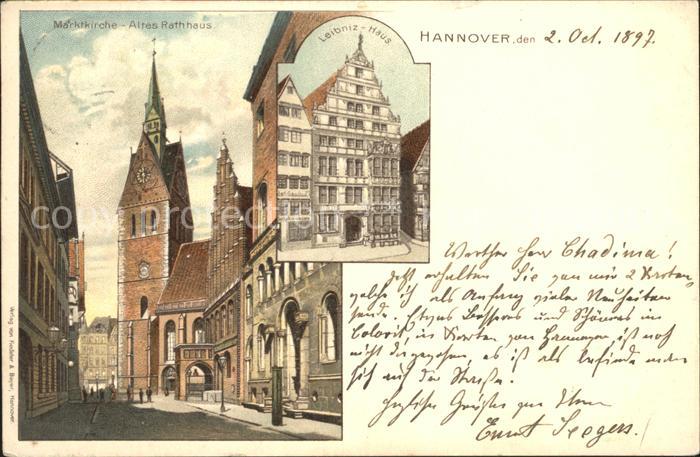 HANNOVER  CITY Marktkirche Altes Rathaus Leibnizhaus Reichspost