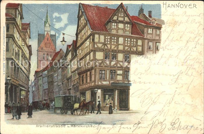 HANNOVER  CITY Kramerstrasse Marktkirche Fachwerkhaeuser Kuenstlerkarte