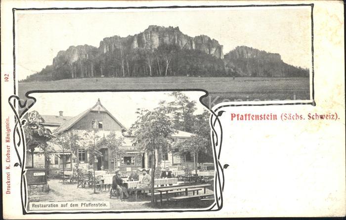 Pfaffenstein Koenigstein Saechsische Schweiz Tafelberg Elbsandsteingebirge Resta