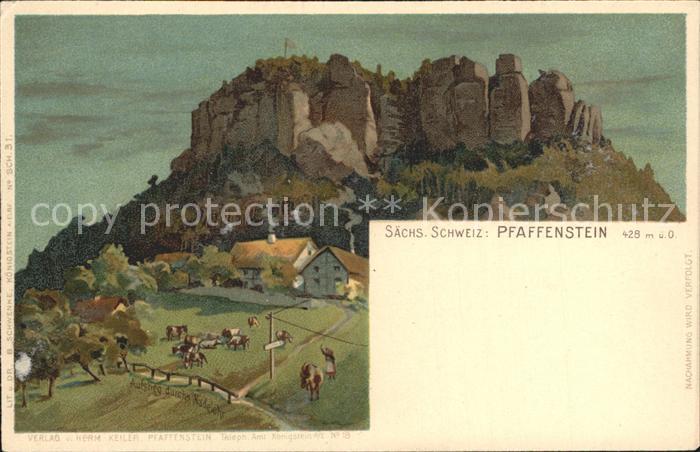 Pfaffenstein Koenigstein Saechsische Schweiz Tafelberg Elbsandsteingebirge