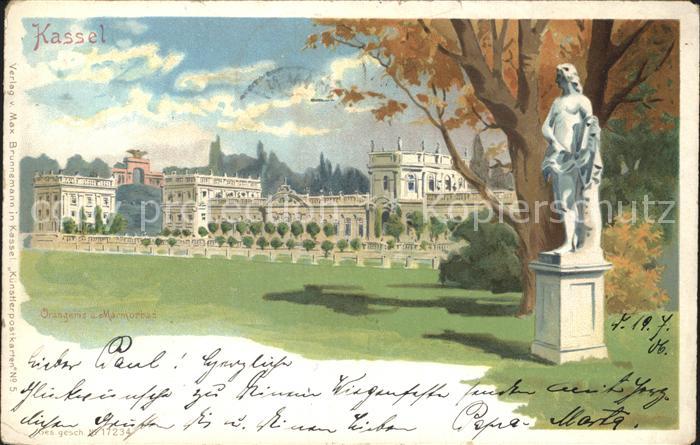 KAssEL  CITY Orangerie und Marmorbad Statue Kuenstlerkarte