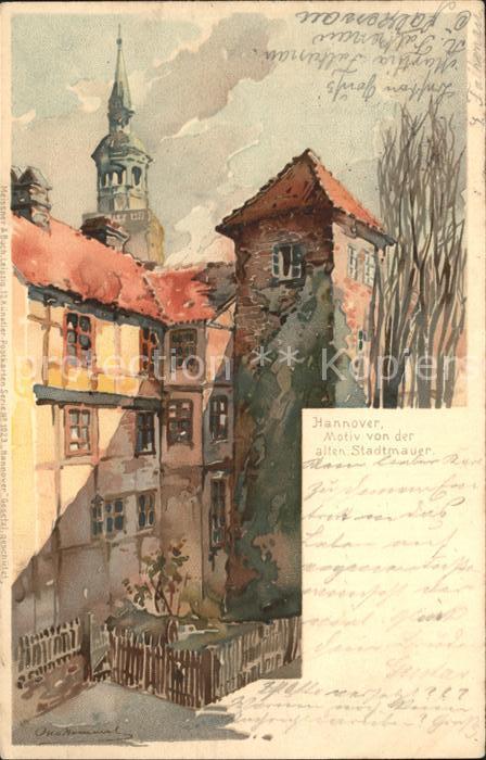 HANNOVER  CITY Motiv von der alten Stadtmauer Kuenstlerkarte