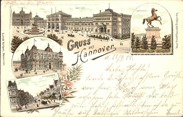 HANNOVER  CITY Ernst August Denkmal Bahnhof Sachsenross Post Koenigstrasse Reich
